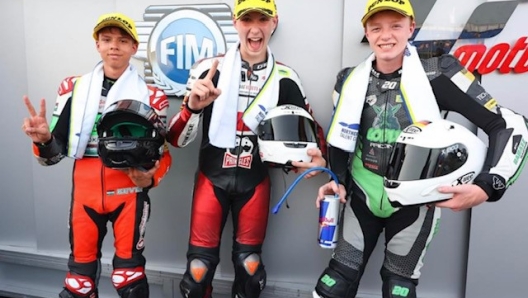 Il podio della Northern Talent Cup sabato al Sachsenring