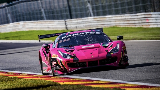 La Ferrari 488 GT3 delle Iron Dames durante i test 2022 a Spa. Sro/J. Benichou