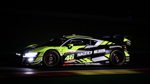 L'Audi R8 del team Wrt guidata da Valentino Rossi, al debutto a Spa. Sro/P. Hecq