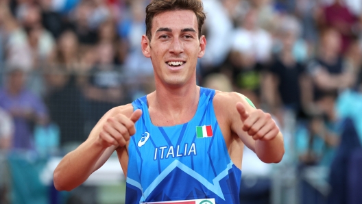 MUNICH, GERMANY - AUGUST 21: Simone Barontini reacts after the Men's 800m Final on day 11 of the European Championships Munich 2022 at Olympiapark on August 21, 2022 in Munich, Germany. (Photo by Alexander Hassenstein/Getty Images)