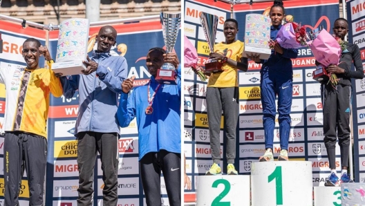 Podio maschile e femminile mezza maratona Stralugano 2022