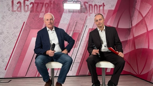 Paolo Magri negli studi de La Gazzetta dello Sport con Lorenzo Baroni