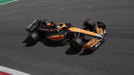 Mclaren driver Daniel Ricciardo of Australia steers his car during the third free practice at the Monza racetrack, in Monza, Italy, Saturday, Sept. 10, 2022. The Formula one race will be held on Sunday. (AP Photo/Antonio Calanni)