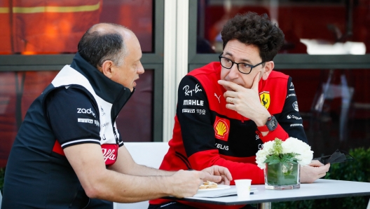 BINOTTO Mattia (ita), Managing Director of the Scuderia Ferrari, VASSEUR Frederic (fra), Team Principal of Alfa Romeo F1 Team ORLEN, portrait during the Formula 1 Heineken Australian Grand Prix 2022, 3rd round of the 2022 FIA Formula One World Championship, on the Albert Park Circuit, from April 8 to 10, 2022 in Melbourne, Australia - Photo Antonin Vincent / DPPI (Photo by ANTONIN VINCENT / Antonin Vincent / DPPI via AFP)