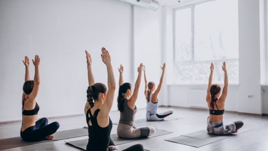 Yoga group classes inside the gym