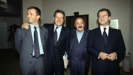 Giorgio GORI  Paolo LIGUORI  Maurizio COSTANZO  Enrico MENTANA - MORTO MAURIZIO COSTANZO-FOTO ARCHIVIO - fotografo: IMAGOECONOMICA