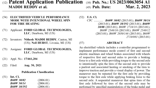 brevetto Uspto Ford burnoout auto elettriche