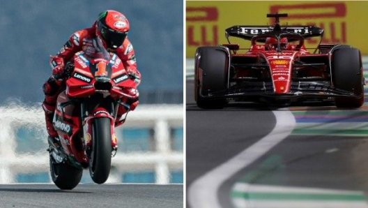 Da sinistra Bagnaia e Leclerc