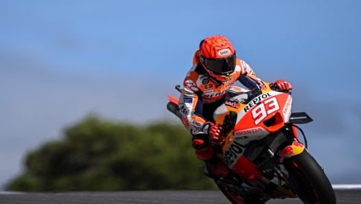 Honda Spanish rider Marc Marquez rides during the second free practice session of the MotoGP Portuguese Grand Prix at the Algarve International Circuit in Portimao on March 24, 2023. (Photo by PATRICIA DE MELO MOREIRA / AFP)