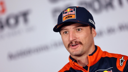 epa10539158 Australian MotoGP rider Jack Miller of Red Bull KTM Factory Racing attends a press conference at Algarve International Circuit in Portimao, Portugal, 23 March 2023. The motorcyling season 2023 kicks off with the Grand Prix of Portugal on 26 March 2023.  EPA/NUNO VEIGA