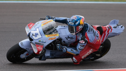 epa10552681 Spanish rider Alex Marquez of Gresini Racing MotoGP during the free practice session of the MotoGP for the Motorcycling Grand Prix of Argentina in Termas de Rio Hondo, Argentina, 31 March 2023.  EPA/JUAN IGNACIO RONCORONI