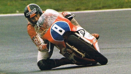 Ekerold con la Yamaha - Bimota 350 con cui vinse il mondiale nel 1980