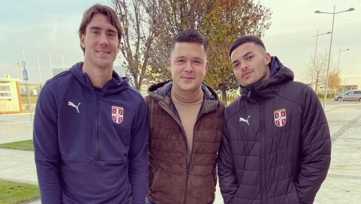 Football agent Darko Ristic with Dusan Vlahovic.