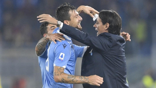 Francesco Acerbi e Simone Inzaghi alla Lazio. LaPresse