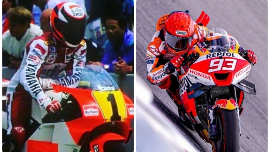 Wayne Rainey, 62 anni (a sin.), e Marc Marquez, 30