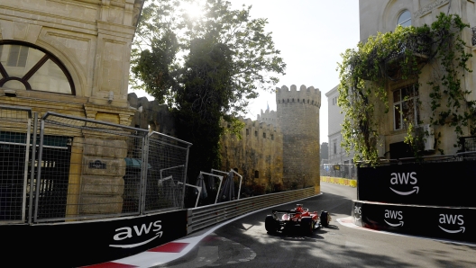 BAKU, AZERBAIJAN - APRIL 28: Charles Leclerc of Monaco driving the (16) Ferrari SF-23 on track during qualifying ahead of the F1 Grand Prix of Azerbaijan at Baku City Circuit on April 28, 2023 in Baku, Azerbaijan. (Photo by Rudy Carezzevoli/Getty Images)