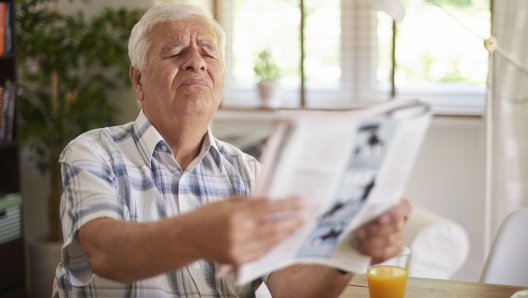 Problems with eyesight of senior man