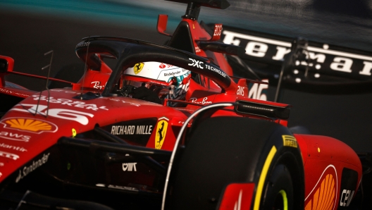 MIAMI, FLORIDA - MAY 05: Charles Leclerc of Monaco driving the (16) Ferrari SF-23 on track during practice ahead of the F1 Grand Prix of Miami at Miami International Autodrome on May 05, 2023 in Miami, Florida.   Chris Graythen/Getty Images/AFP (Photo by Chris Graythen / GETTY IMAGES NORTH AMERICA / Getty Images via AFP)