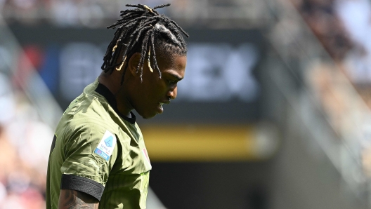 AC Milan's Portuguese forward Rafael Leao reacts during the Italian Serie A football match between AC Milan and Lazio on May 6, 2023 at the San Siro stadium in Milan. (Photo by Isabella BONOTTO / AFP)