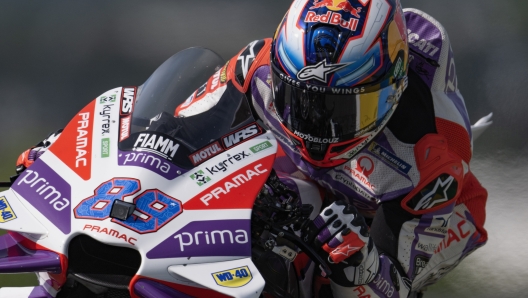 LE MANS, FRANCE - MAY 12: Jorge Martin of Spain and Pramac Racing heads down a straight during the MotoGP of France - Free Practice on May 12, 2023 in Le Mans, France. (Photo by Mirco Lazzari gp/Getty Images)