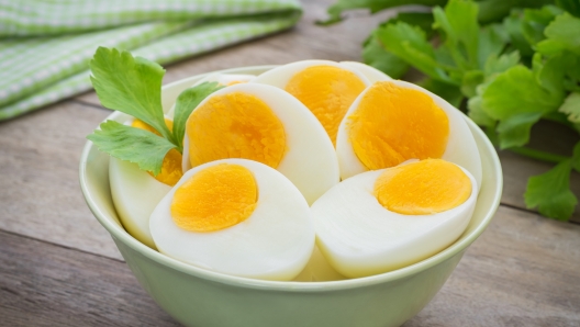 Boiled eggs in bowl