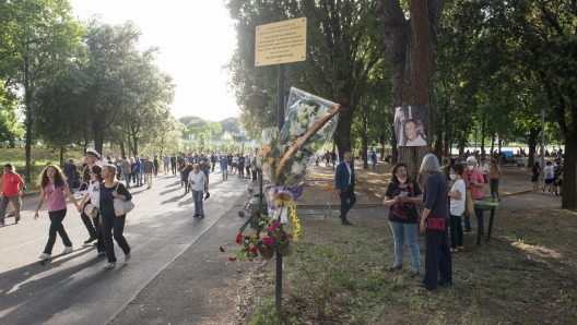 Foto Valentina Stefanelli /LaPresse 23 Maggio 2022 Roma, Italia  Cronaca  Roma, Commemorazione della Strage di Capaci al Parco intitolato a Falcone e Borsellino.  - Commemorazione della Strage di Capaci al Parco intitolato a Falcone e Borsellino - fotografo: Stefanelli/Lapresse