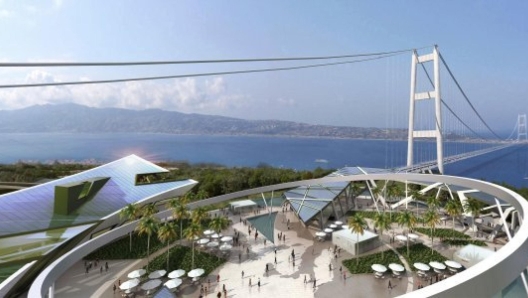 Un rendering del ponte sullo Stretto di Messina