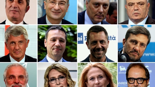 In una combo (S-D) Gian Marco Chiocci, Antonio Preziosi, Francesco Pionati, Giuseppe Carboni, Jacopo Volpi, Marcello Ciannamea, Angelo Mellone, Paolo Corsini, Adriano De Maio, Simona Sala, Monica Maggioni e Stefano Coletta. ANSA