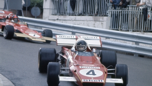 Jacky Ickx in azione sulla Ferrari 312B nel 1971. GETTY