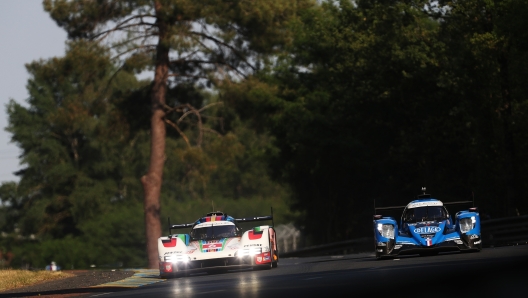 LE MANS, FRANCE - JUNE 07: The Porsche Penske Motorsport  Porsche 963 of Kevin Estre, Andre Lotterer and Laurens Vanthoor drives during practice for the 100th anniversary 24 Hours of Le Mans race at the Circuit de la Sarthe June 7, 2023 in Le Mans, France. (Photo by Ker Robertson/Getty Images)