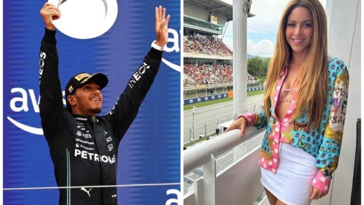 Lewis Hamilton (a sin.) e Shakira