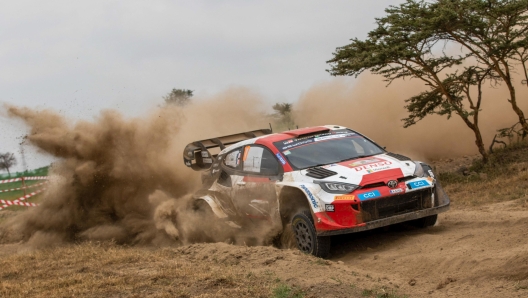 epa10709943 Sebastien Ogier of France drives his Toyota Yaris Rally 1 during day 3 of the Safari Rally Kenya 2023,in Naivasha, Nakuru County, Kenya, 24 June 2023.  EPA/ADRIANOS MELTZANIS