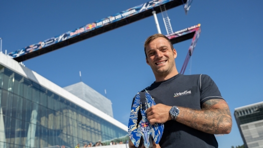 Alessandro De Rose of Italy poses for a photograph at the Oslo Opera House during the final competition day of the fourth stop of the Red Bull Cliff Diving World Series in Oslo, Norway on August 13, 2022. // Romina Amato / Red Bull Content Pool // SI202208130296 // Usage for editorial use only //