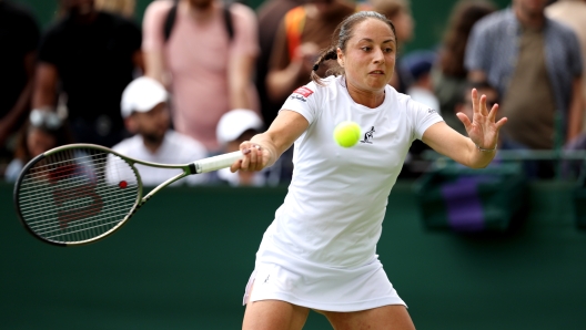 LONDON, ENGLAND - JULY 05: Elisabetta Cocciaretto of Italy plays a forehand against Camila Osorio of Colombia in the Women's Singles first round match during day three of The Championships Wimbledon 2023 at All England Lawn Tennis and Croquet Club on July 05, 2023 in London, England. (Photo by Patrick Smith/Getty Images)