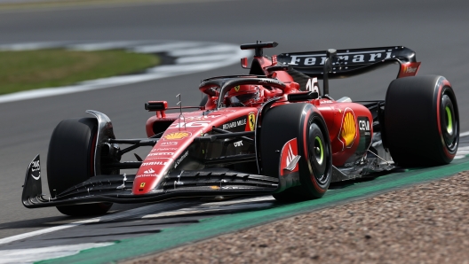 NORTHAMPTON, ENGLAND - JULY 08: Charles Leclerc of Monaco driving the (16) Ferrari SF-23 on track during qualifying ahead of the F1 Grand Prix of Great Britain at Silverstone Circuit on July 08, 2023 in Northampton, England. (Photo by Ryan Pierse/Getty Images)