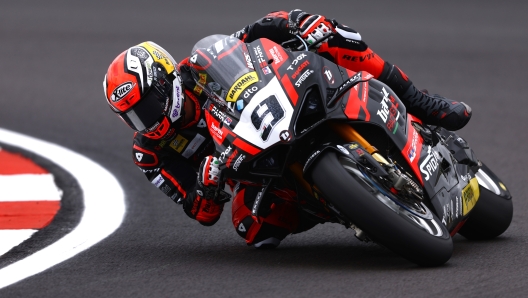 DONNINGTON, ENGLAND - JUNE 30: Danilo Petrucci of Italy riding The Ducati Panigale V4R for Team Barni Spark Racing Team during Free Practice 1 in the 2023 MOTUL FIM Superbike World Championships at Donnington Park on June 30, 2023 in Donnington, England. (Photo by Alex Pantling/Getty Images)