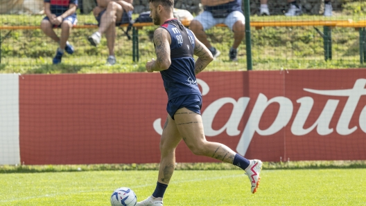 Foto Castaldi/LaPresse 17 Luglio 2023 - Valles , Italia - sport, calcio - Bologna Allenamento - Stadio Fußballplatz Valles Nella foto: Marko Arnautovic (Bologna)  July 17, 2023 Valles, Italy - sport, calcio - Training - Fußballplatz Valles Stadium. In the pic: Marko Arnautovic (Bologna)