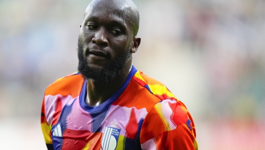 Belgium's Romelu Lukaku ahead the Euro 2024 group F qualifying soccer match between Estonia and Belgium at the A. Le Coq Arena in Tallinn, Estonia, Tuesday, June 20, 2023. (AP Photo/Pavel Golovkin)