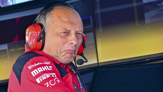 Team chief Frederic Vasseur of Scuderia Ferrari reacts prior the qualifying ahead of Sunday's Formula One Hungarian Grand Prix auto race, at the Hungaroring racetrack in Mogyorod, near Budapest, Hungary, Saturday, July 22, 2023. (Marton Monus/Pool via AP)