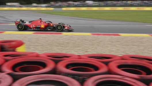 Ferrari driver Charles Leclerc of Monaco steers his car during the qualification session ahead of the Formula One Grand Prix at the Spa-Francorchamps racetrack in Spa, Belgium, Friday, July 28, 2023. The Belgian Formula One Grand Prix will take place on Sunday. (AP Photo/Geert Vanden Wijngaert)