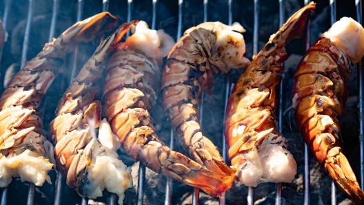 Surf and Turf Steaks und Meeresfrüchte vom Holzkohlengrill