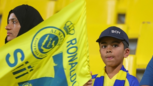 Supporters attend the Saudi Pro League final football match between Al-Nassr and Al-Fateh at King Saud University Stadium in Riyadh on May 31, 2023. (Photo by Fayez NURELDINE / AFP)