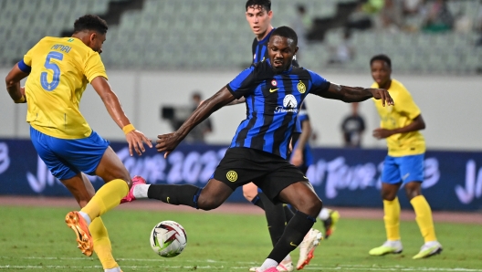 OSAKA, JAPAN - JULY 27: Marcus Thuram of FC Internazionale in action during the pre-season friendly match between FC Internazionale and Al-Nassr at Yanmar Stadium Nagai on July 27, 2023 in Osaka, Japan. (Photo by Kenta Harada/Getty Images)