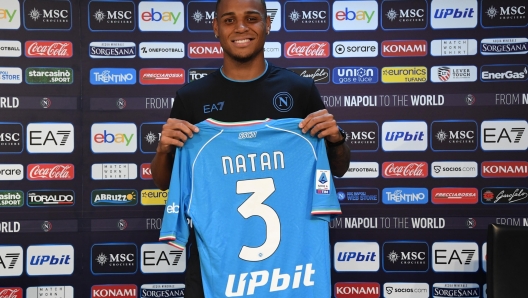 NAPLES, ITALY - AUGUST 17: Bernardo Natan speaks at a press conference of Napoli on August 17, 2023 in Naples, Italy. (Photo by SSC NAPOLI/SSC NAPOLI via Getty Images)