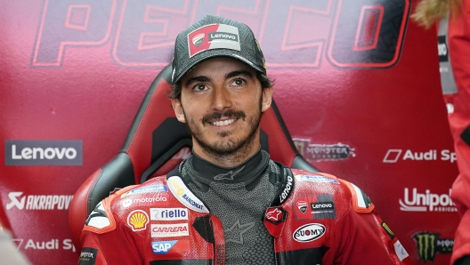 epa10785814 Francesco Bagnaia, Italian, Ducati Lenovo Team during qualifying at the Motorcycling Grand Prix of Great Britain at the Silverstone race track, Britain, 5th August 2023.  EPA/TIM KEETON