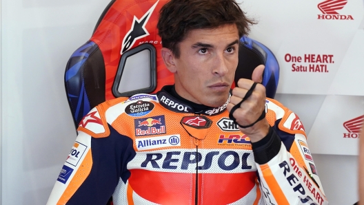 epa10785966 Marc Marquez, Spanish, Repsol Honda Team during qualifying at the Motorcycling Grand Prix of Great Britain at the Silverstone race track, Britain, 5th August 2023.  EPA/TIM KEETON