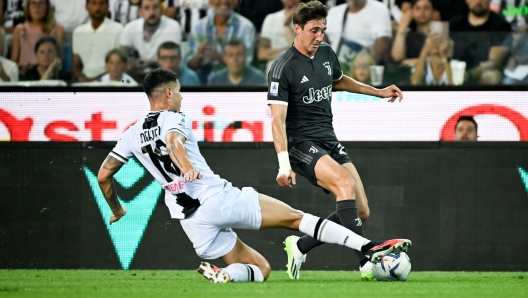 UDINE, ITALY - AUGUST 20: Andrea Cambiaso of Juventus during the Serie A TIM match between Udinese Calcio and Juventus at Dacia Arena on August 20, 2023 in Udine, Italy. (Photo by Daniele Badolato - Juventus FC/Juventus FC via Getty Images)