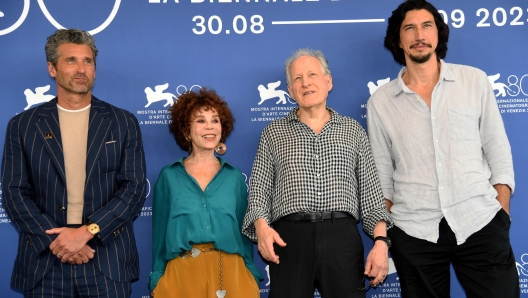 (L-R) US actor Patrick Dempsey, Italian actor Daniela Piperno, US filmmaker Michael Mann and US actor Adam Driver, pose at a photocall for 'Ferrari' during the 80th annual Venice International Film Festival, in Venice, Italy, 31 August 2023. The movie is presented in Official competition 'Venezia 80' at the festival running from 30 August to 09 September 2023. ANSA/CLAUDIO ONORATI