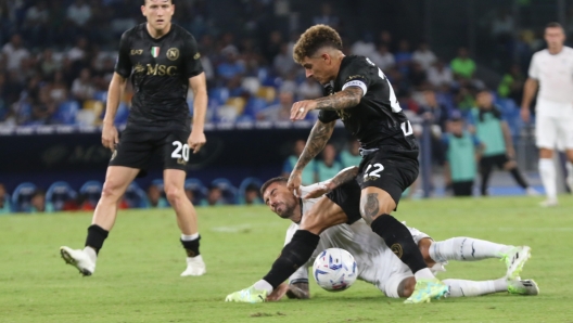 Napoli's defender Giovanni Di Lorenzo during the Italian Serie A soccer match SSC Napoli vs  S.S. Lazio at ' Diego Armando Maradona' stadium in Naples, Italy,  2 September 2023   ANSA / CESARE ABBATE