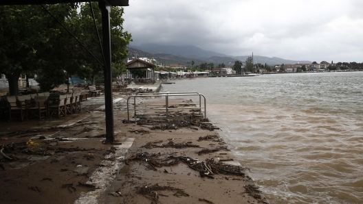 epa10843900 A general view of Agria village during the storm named Daniel,  Volos, Magnesia, Greece, 06 September 2023. Two people died during the storm Daniel sweeping Greece. Meanwhile, the region of Magnesia was faced with heavy storm overnight which lasted for over 10 hours and the phenomena are expected to continue until 06 September.  EPA/YANNIS KOLESIDIS